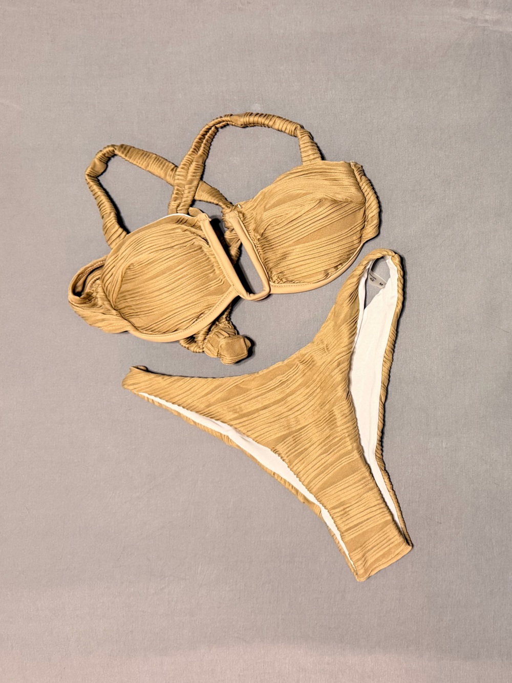 Zaful Ribbed Tan Women's Bikini Set